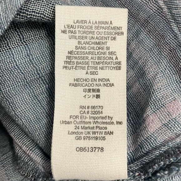 Free People Cropped Cutie Plaid Button Front Cotton Shirt Blue Gray Size Small - Picture 12 of 13